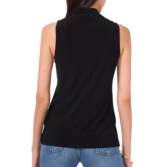 59$ Vince Camuto Crossover Wrap-Front Blouse Top Sleeveless Size XS Black - Picture 2 of 3